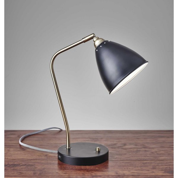 Homeroots Black Metal Desk Lamp6.25 x 11-12.75 x 16-21 in. 372587